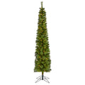 7' Green Pencil Xmas Tree, 150 (MF) Clear LEDs and 338 Tips by Nearly Natural