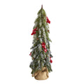 24" Flocked Christmas Tree with Berries and Pine Cones by Nearly Natural