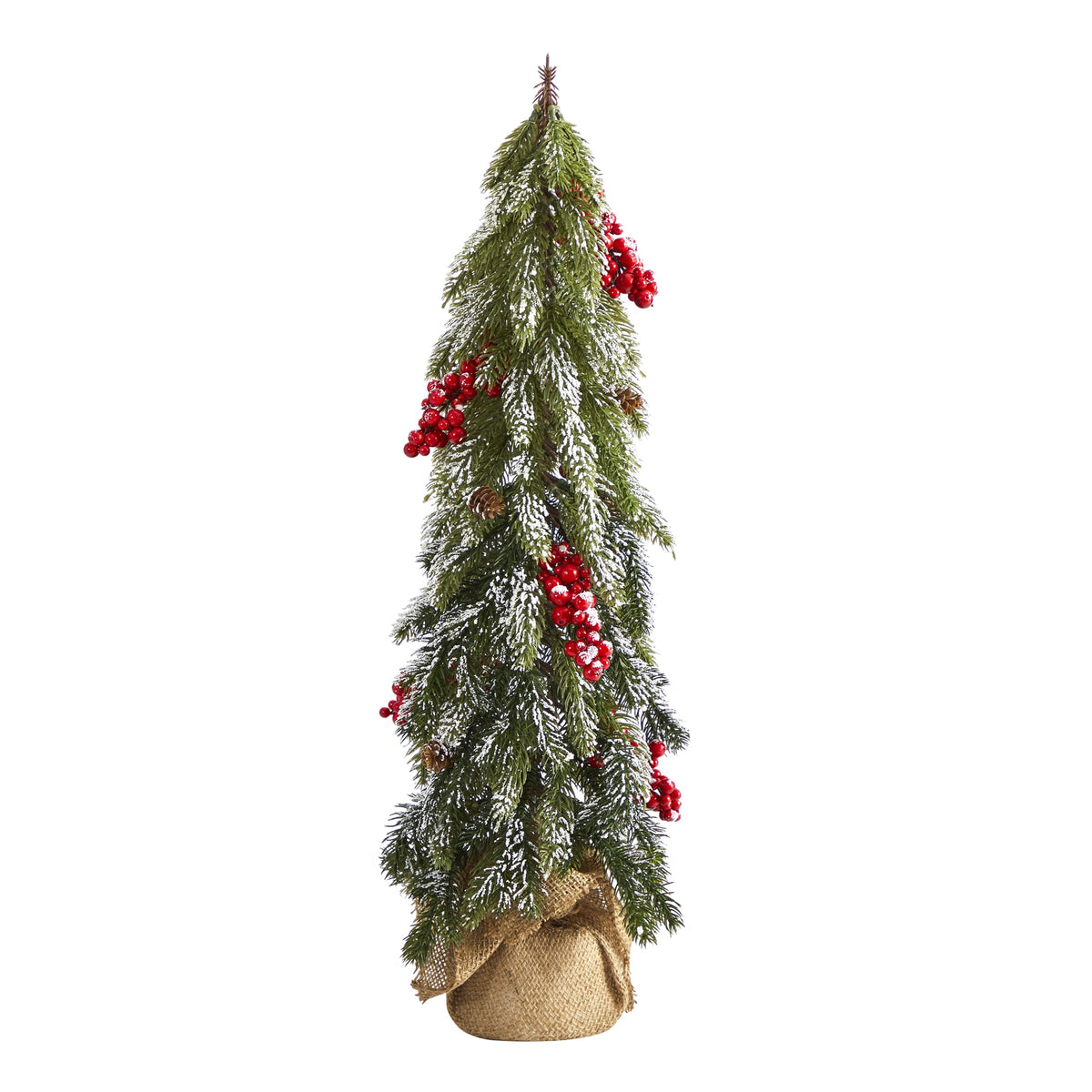 24" Flocked Christmas Tree with Berries and Pine Cones by Nearly Natural
