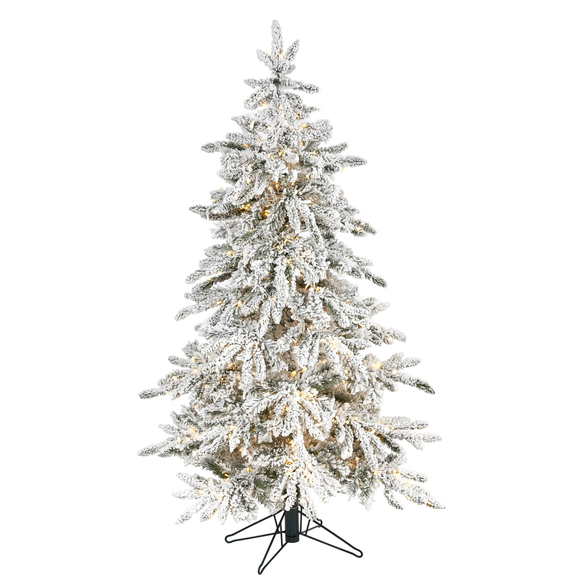 5' Instant CNT Flocked Xmas Tree, 386 tips, 650 Micro LED by Nearly Natural