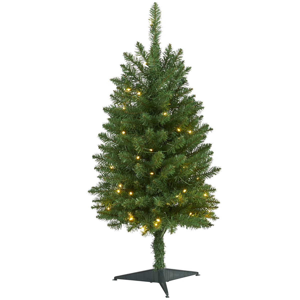 3' Slim Green Mountain Pine Christmas Tree w/50 LED Lights by Nearly Natural