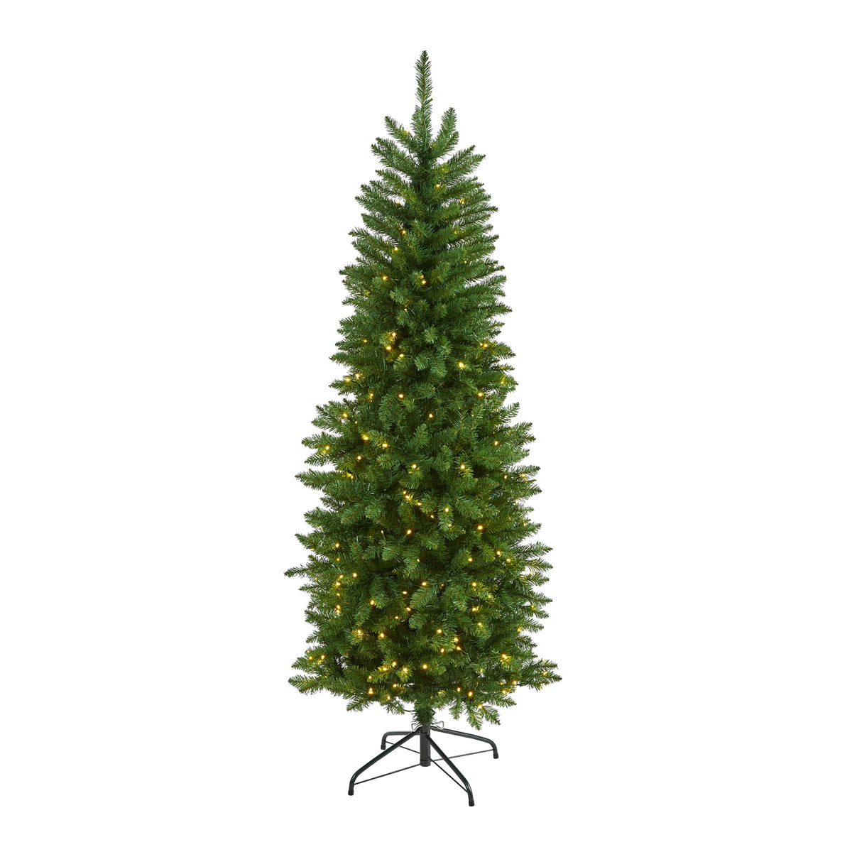 6' Slim Green Mountain Pine Christmas Tree w/250 Clear LEDs by Nearly Natural