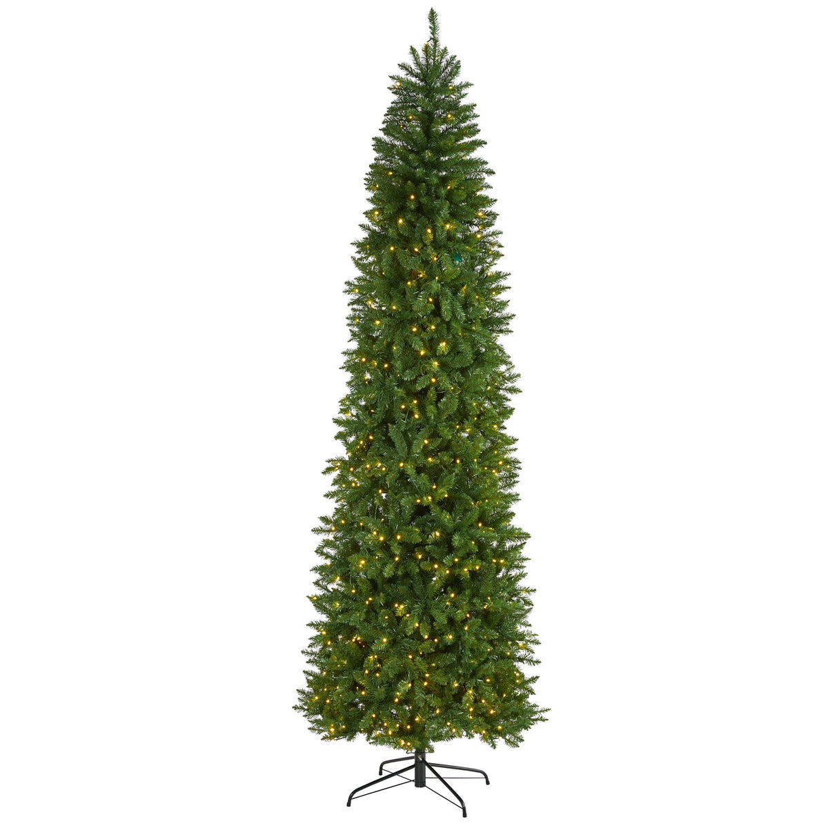 9' Slim Green Mountain Pine Christmas Tree w/600 Clear LEDs by Nearly Natural