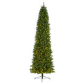 10' Slim Green Mountain Pine Christmas Tree w/800 Clear LEDs by Nearly Natural