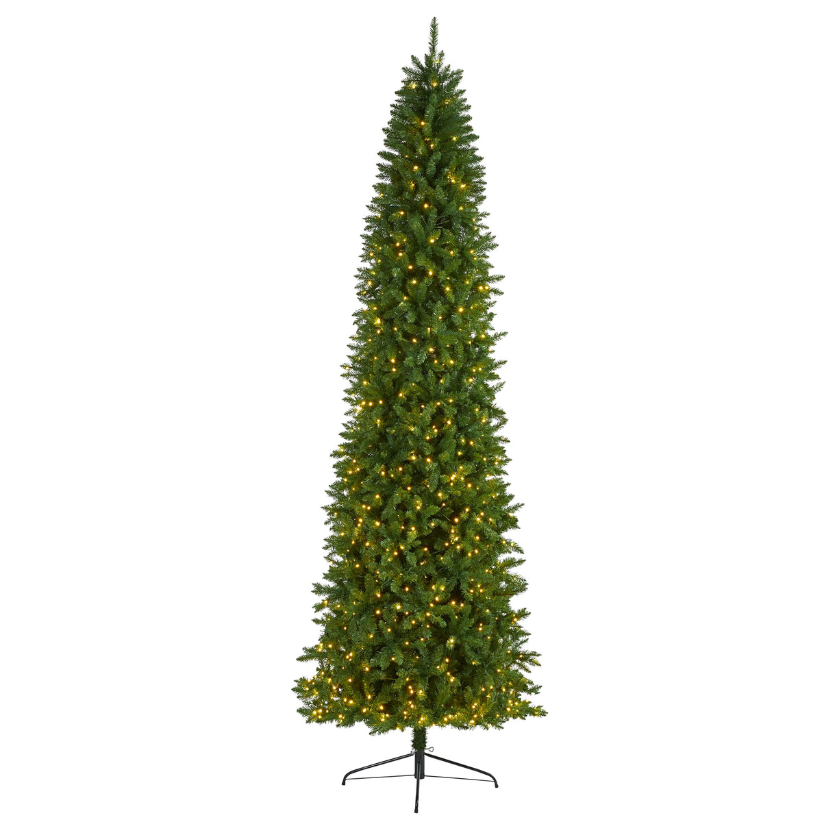 10' Slim Green Mountain Pine Christmas Tree w/800 Clear LEDs by Nearly Natural