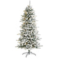6' Flocked Livingston Fir Christmas Tree w300 LED & Cones by Nearly Natural