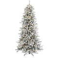 7.5' Flocked Livingston Fir Christmas Tree 500 Clear LED by Nearly Natural
