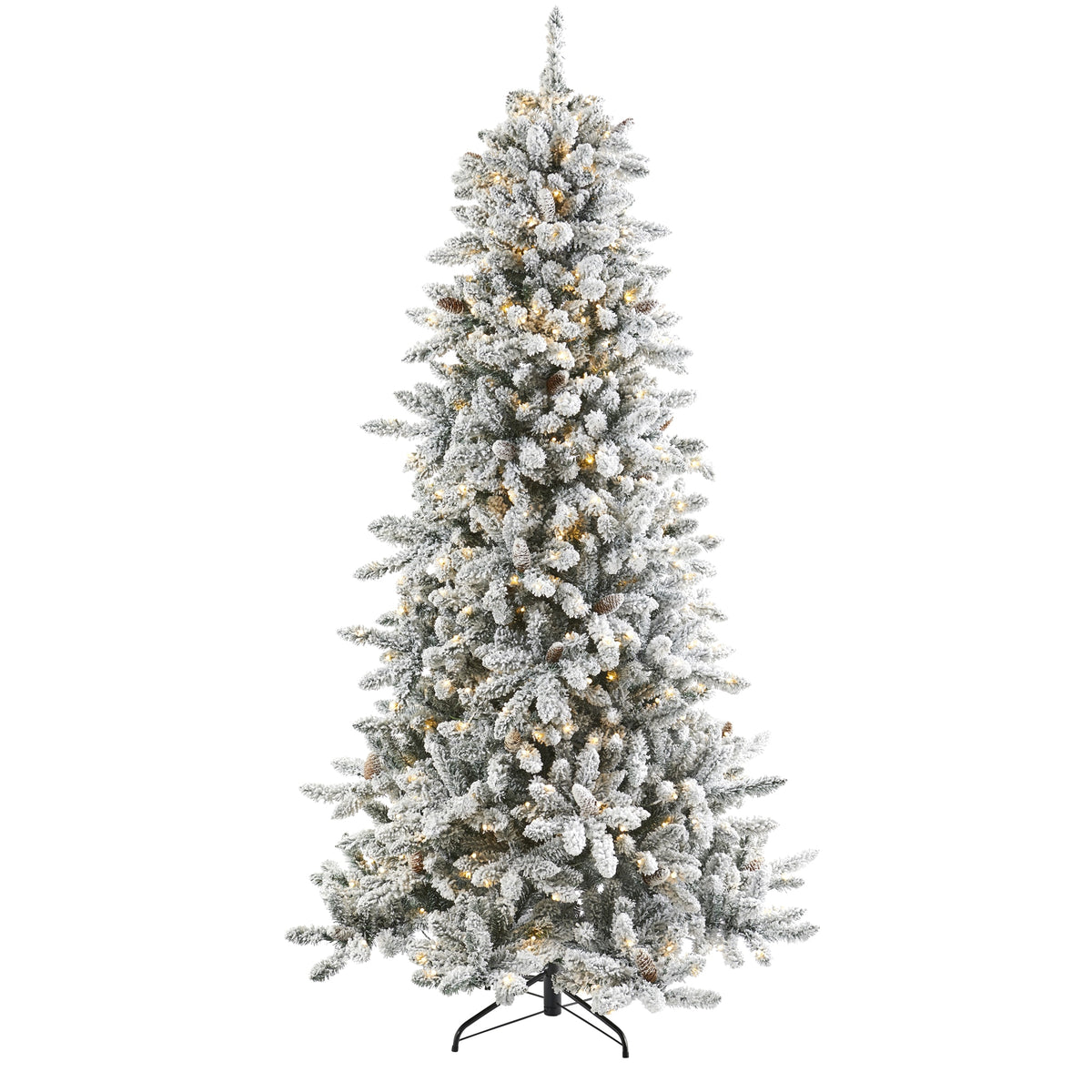 7.5' Flocked Livingston Fir Christmas Tree 500 Clear LED by Nearly Natural