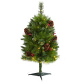 3' Montana Pine Christmas Tree with Cones, Berries & 50 LED by Nearly Natural