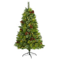 5' Montana Pine Christmas Tree with Cones, Berries & 250 LED by Nearly Natural