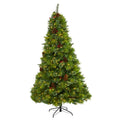 7' Montana Pine Christmas Tree with Cones, Berries & 500 LED by Nearly Natural