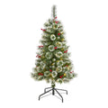 4' Frosted Swiss Pine Christmas Tree 100 LED Light & Berries by Nearly Natural