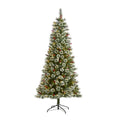 7' Frosted Swiss Pine Christmas Tree 400 Clear LED & Berries by Nearly Natural