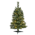 3' Wisconsin Slim Snow Tip Pine Christmas Tree w/50 LEDs by Nearly Natural
