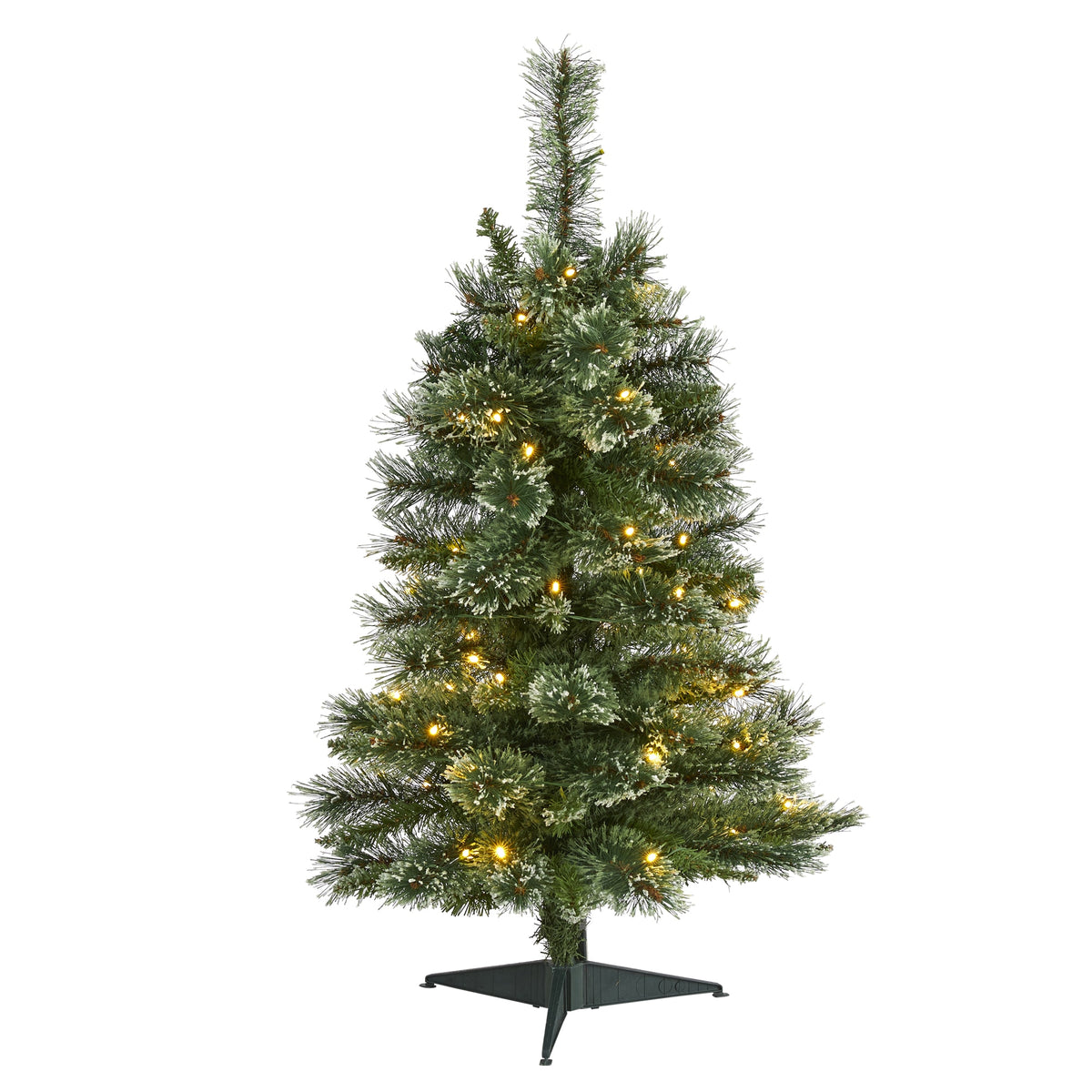 3' Wisconsin Slim Snow Tip Pine Christmas Tree w/50 LEDs by Nearly Natural