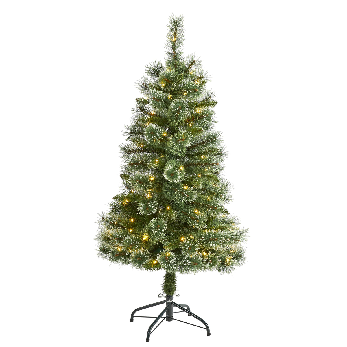 4' Wisconsin Slim Snow Tip Pine Christmas Tree w/100 LEDs by Nearly Natural