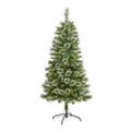 5' Wisconsin Slim Snow Tip Pine Christmas Tree w/150 LEDs by Nearly Natural
