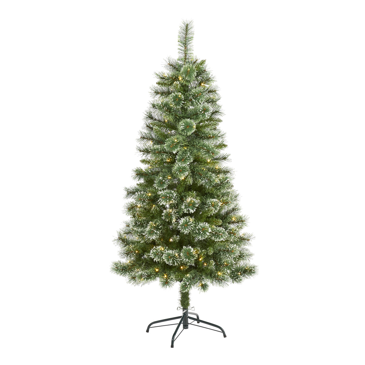 5' Wisconsin Slim Snow Tip Pine Christmas Tree w/150 LEDs by Nearly Natural