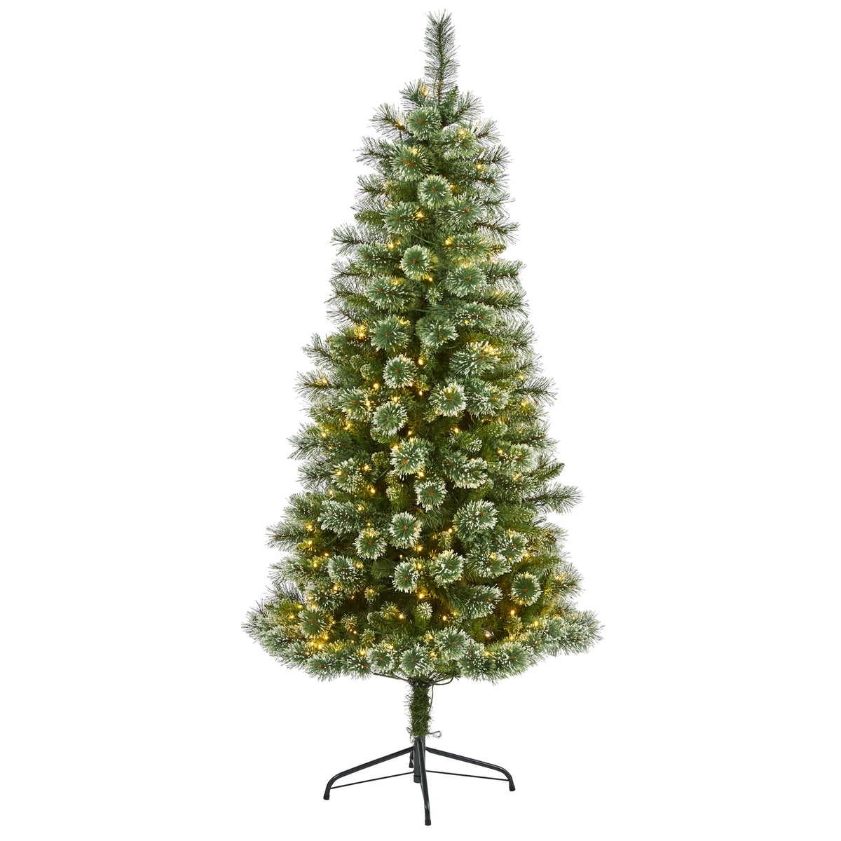 6' Wisconsin Slim Snow Tip Pine Christmas Tree w/300 LEDs by Nearly Natural