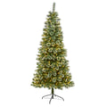 7' Wisconsin Slim Snow Tip Pine Christmas Tree w/400 LEDs by Nearly Natural