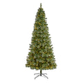 9' Wisconsin Slim Snow Tip Pine Christmas Tree w/800 LEDs by Nearly Natural