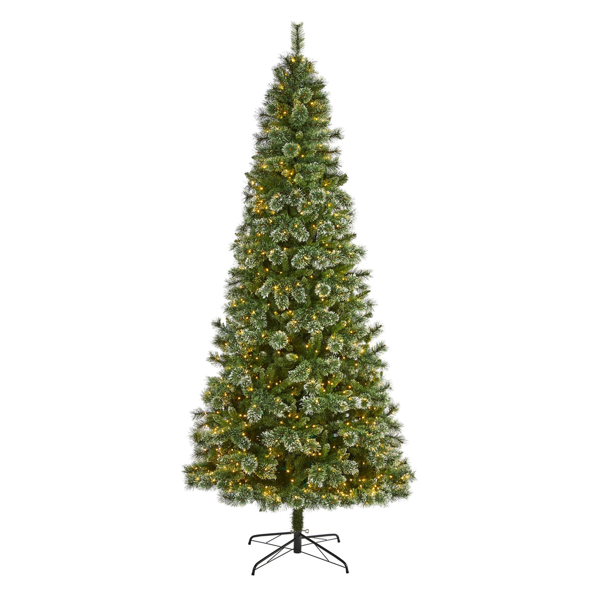 9' Wisconsin Slim Snow Tip Pine Christmas Tree w/800 LEDs by Nearly Natural