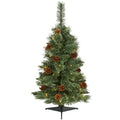 3' White Mountain Pine Christmas Tree 50 LEDs & Pine Cones by Nearly Natural