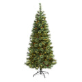 6' White Mountain Pine Christmas Tree 300 LEDs & Pine Cones by Nearly Natural