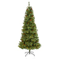 7' White Mountain Pine Christmas Tree 400 LEDs & Pine Cones by Nearly Natural