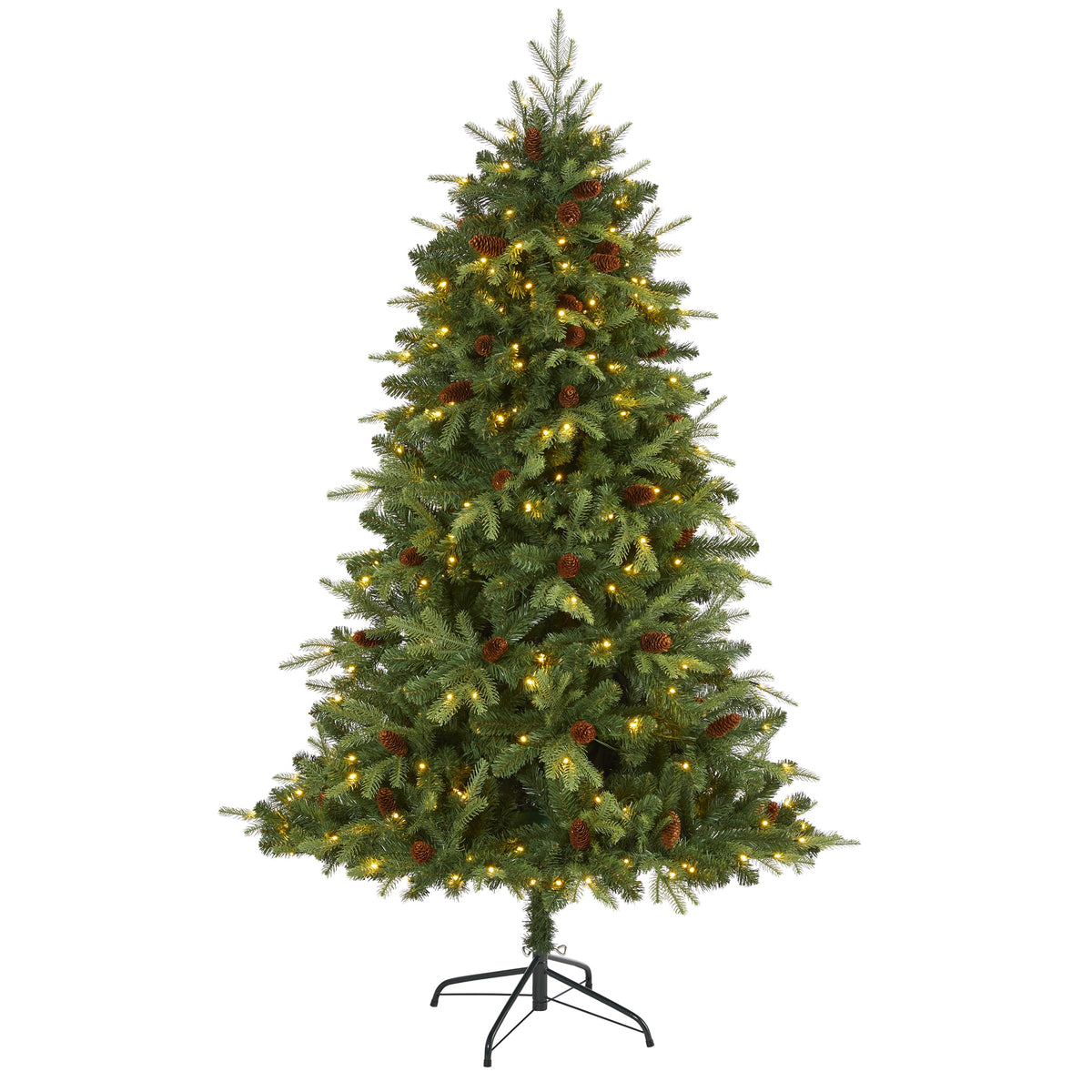 6' Wellington Spruce Christmas Tree w/300 Clear LEDs & Cones by Nearly Natural