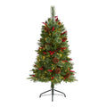 4' Norway Pine Christmas Tree w/150 LED, Cones and Berries by Nearly Natural