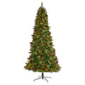 9' Norway Pine Christmas Tree w/650 LED, Cones and Berries by Nearly Natural
