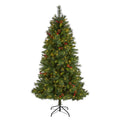 6' Aberdeen Spruce Christmas Tree 350 LEDs,  Cones & Berries by Nearly Natural
