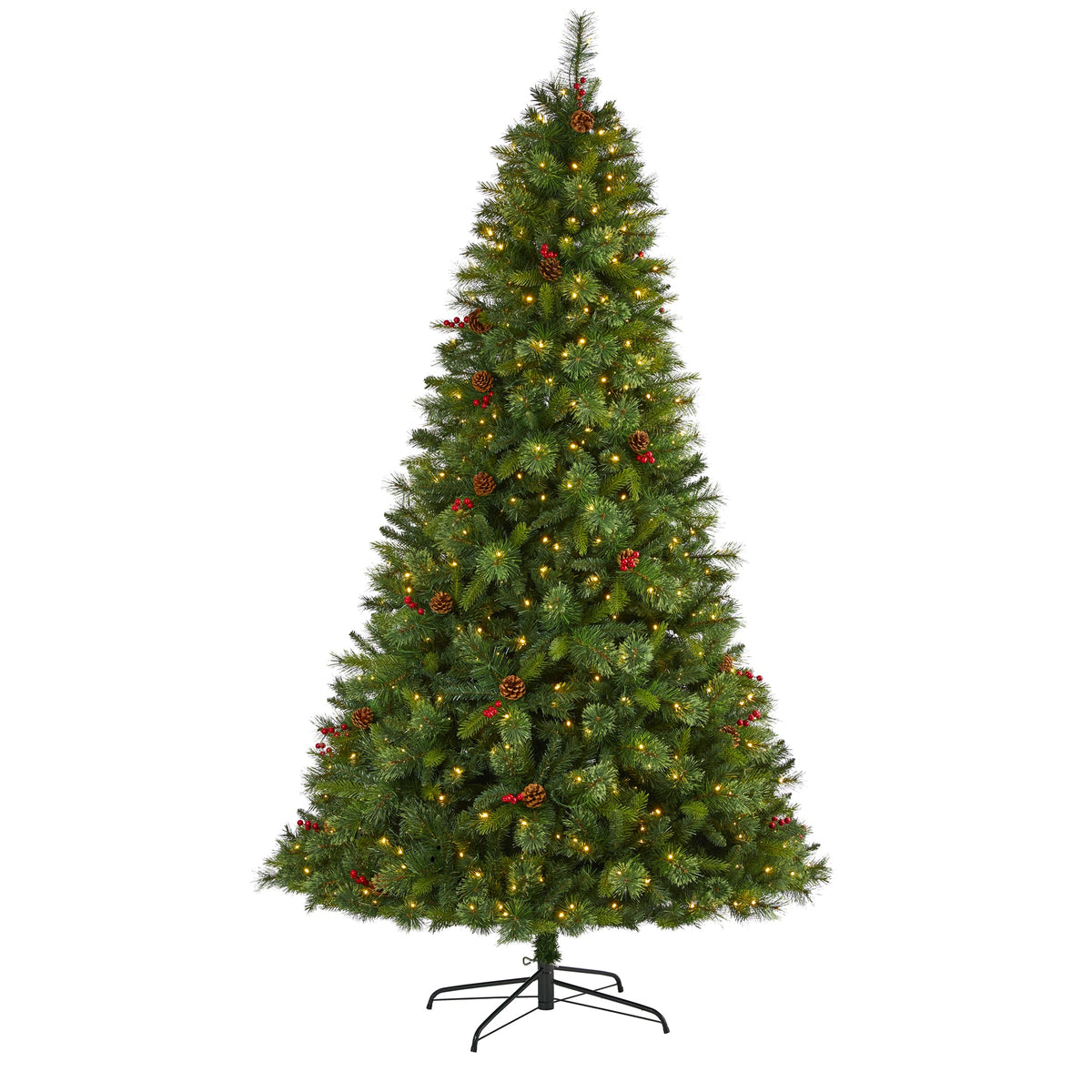 8' Aberdeen Spruce Christmas Tree 500 LEDs,  Cones & Berries by Nearly Natural
