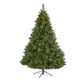 7' West Virginia Pine Christmas Tree w/450 LED and Cones by Nearly Natural