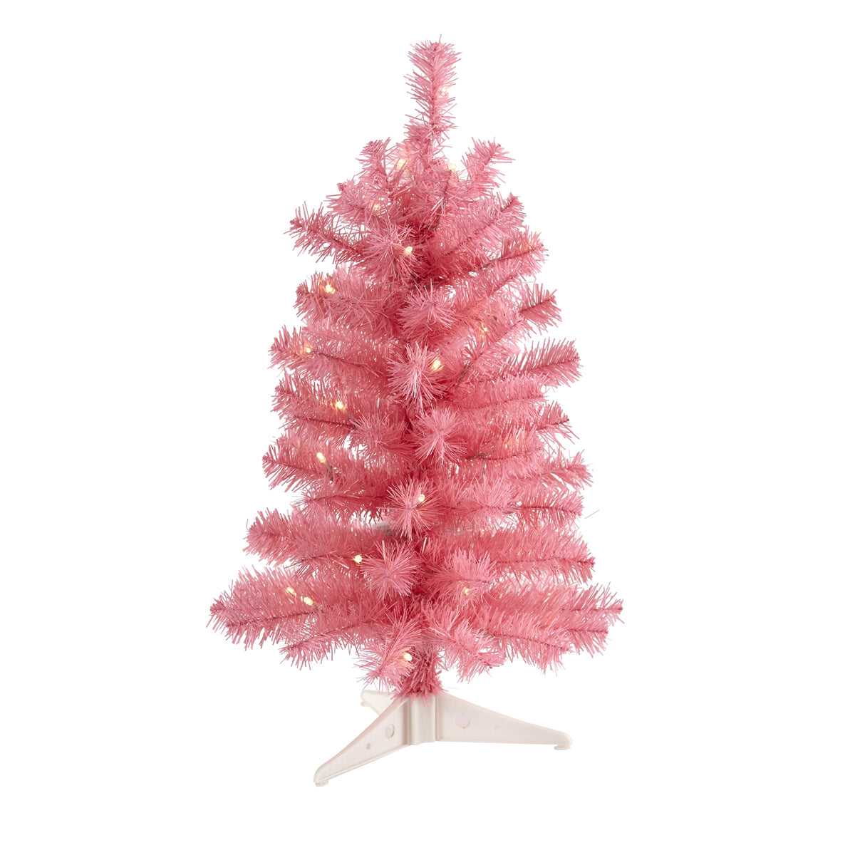 2' Pink Christmas Tree with 35 LED Lights & 72 Tips by Nearly Natural