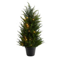 18" Cedar Artificial Tree with LEDs and 193 Bendable Leaves by Nearly Natural