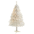 4' White Artificial Christmas tree with 100 Clear LED Lights by Nearly Natural