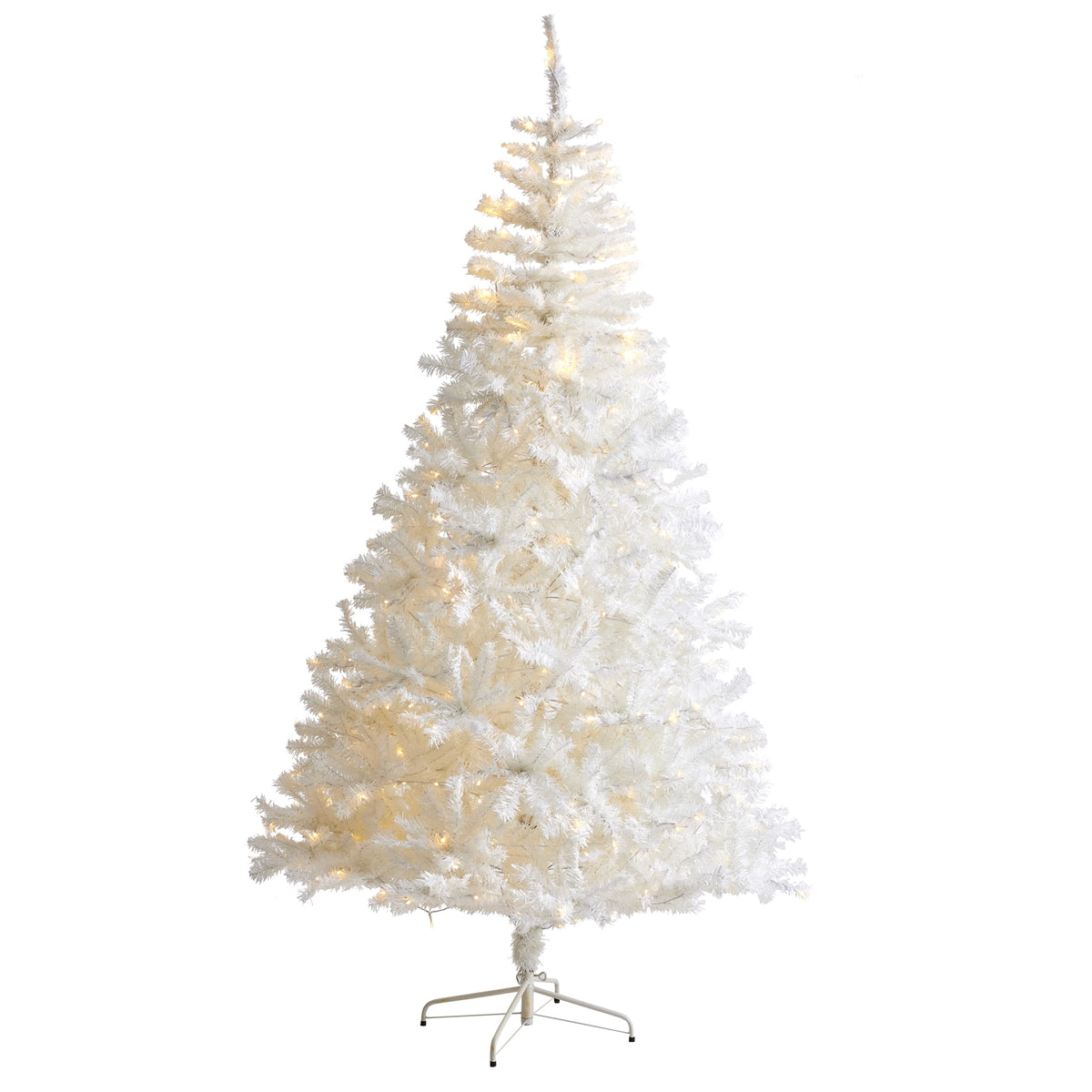 8' White Artificial Christmas tree w/450 LED and 1500 tips by Nearly Natural