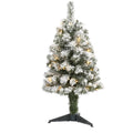 3' Flocked Fir Christmas Tree with 50 LED and 90 Tips by Nearly Natural