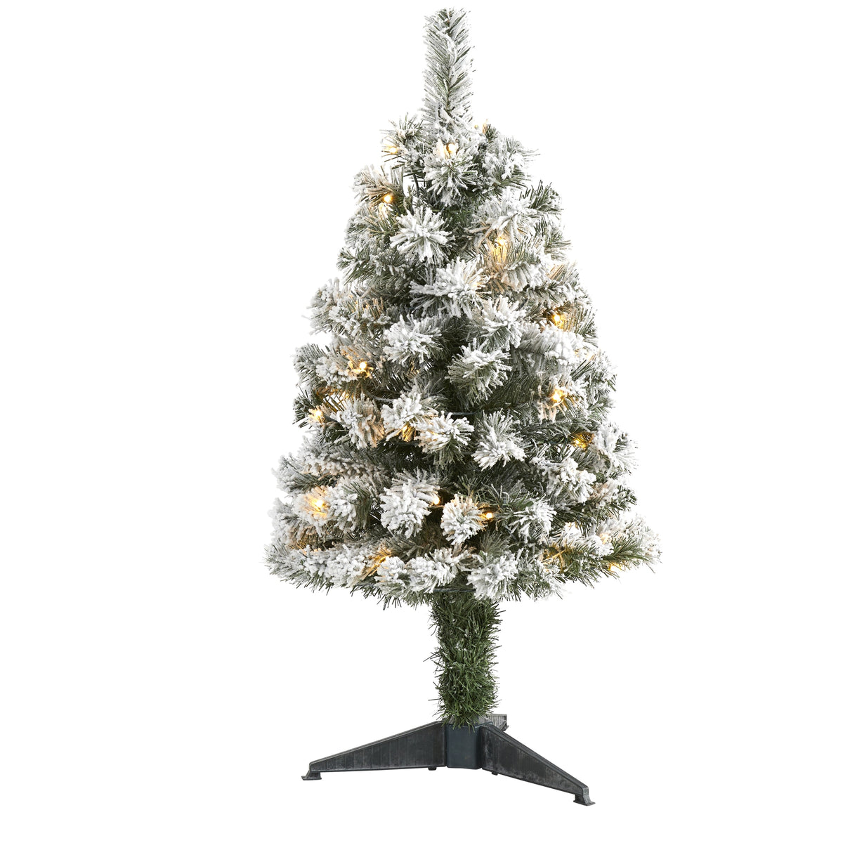 3' Flocked Fir Christmas Tree with 50 LED and 90 Tips by Nearly Natural