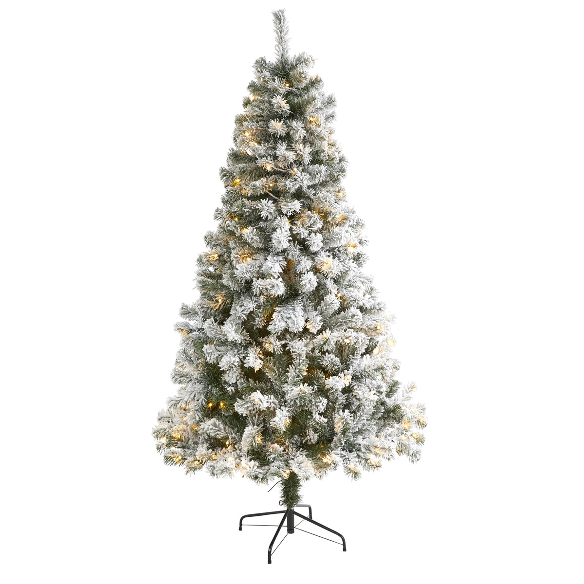 6' Flocked Fir Christmas Tree w/250 LED Light and 550 Tips by Nearly Natural