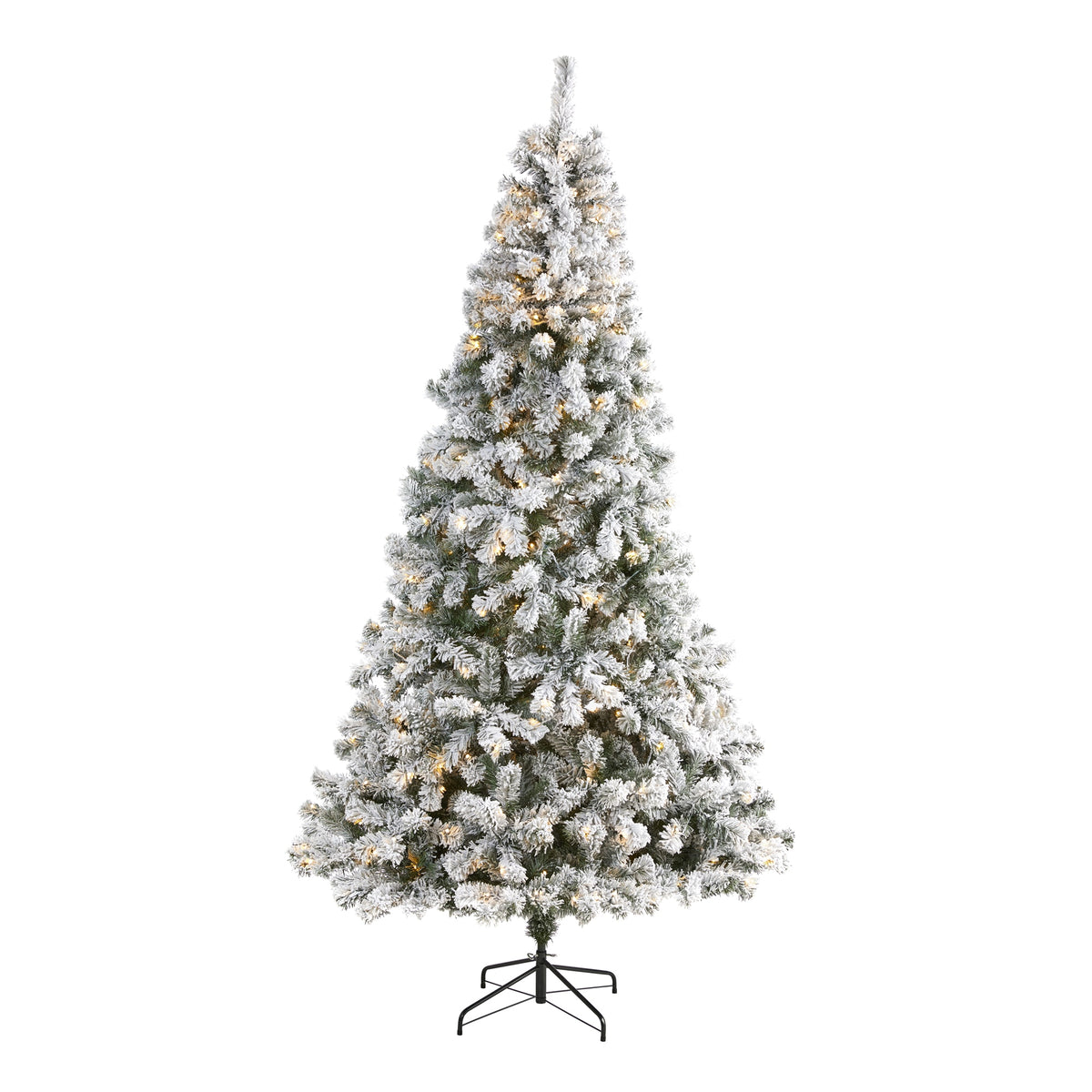 8' Flocked Fir Christmas Tree w/500 LED Lights and 1000 Tips by Nearly Natural