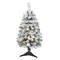 3' Flocked Rock Spruce Christmas Tree w/50 LED and 110 Tips by Nearly Natural