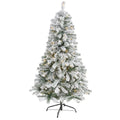 5' Flocked Rock Spruce Christmas Tree w/150 LED and 350 Tips by Nearly Natural