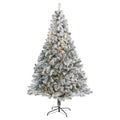 7' Flocked Rock Spruce Christmas Tree w/350 LED and 800 Tips by Nearly Natural