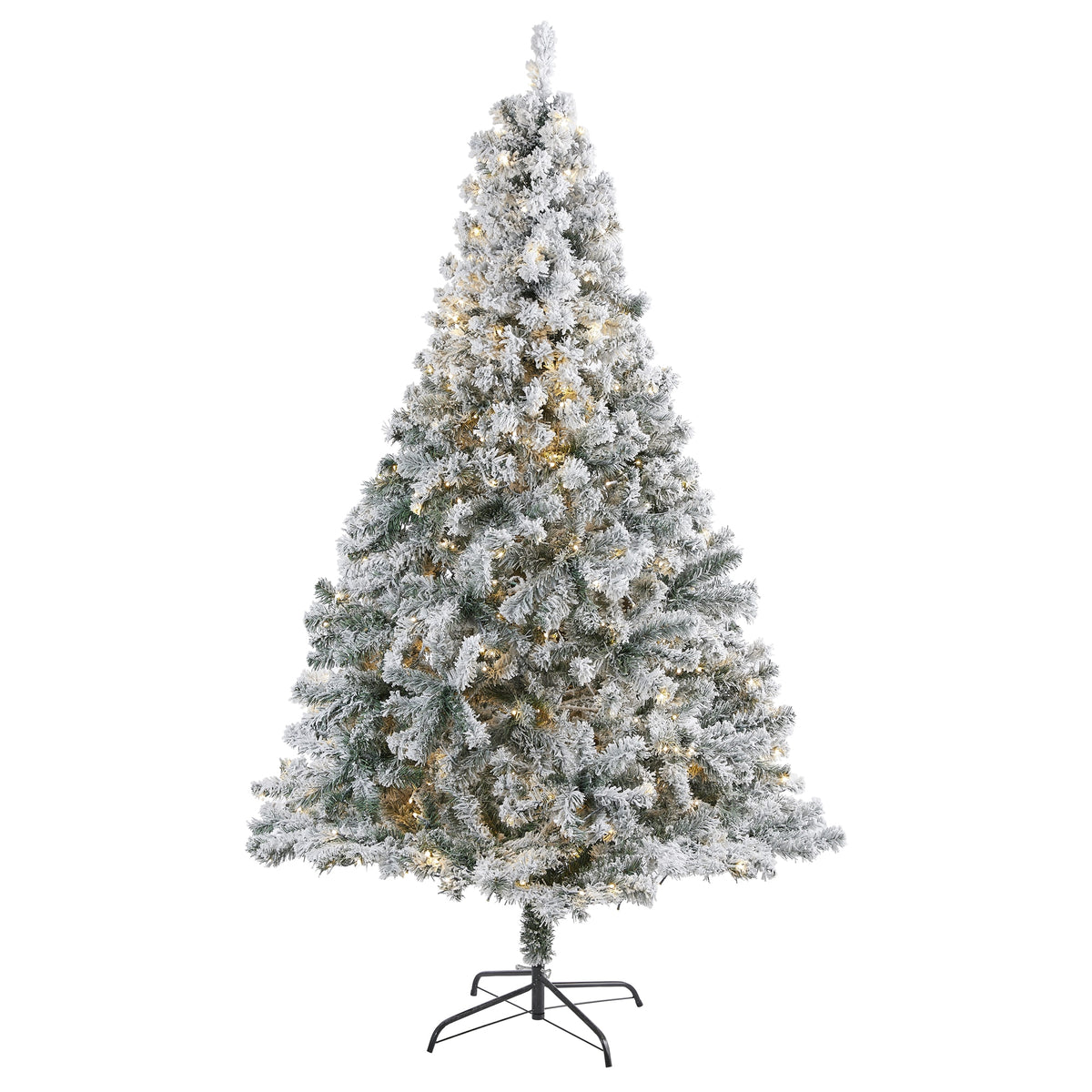 7' Flocked Rock Spruce Christmas Tree w/350 LED and 800 Tips by Nearly Natural