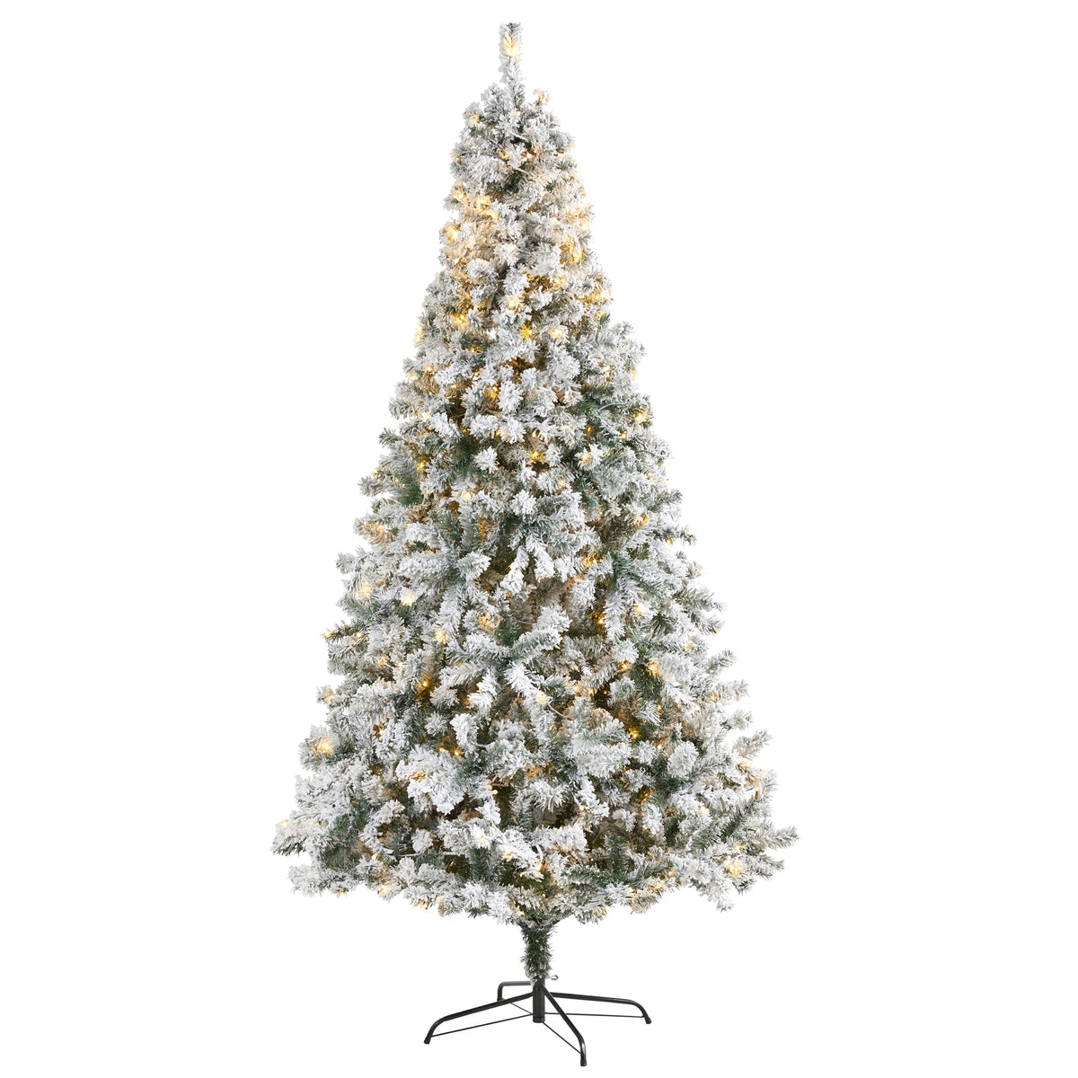 8' Flocked Rock Spruce Christmas Tree w/500 LED and 1186 Tip by Nearly Natural