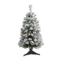 3' Flocked White Christmas Tree with Pinecones and 126 Tips by Nearly Natural