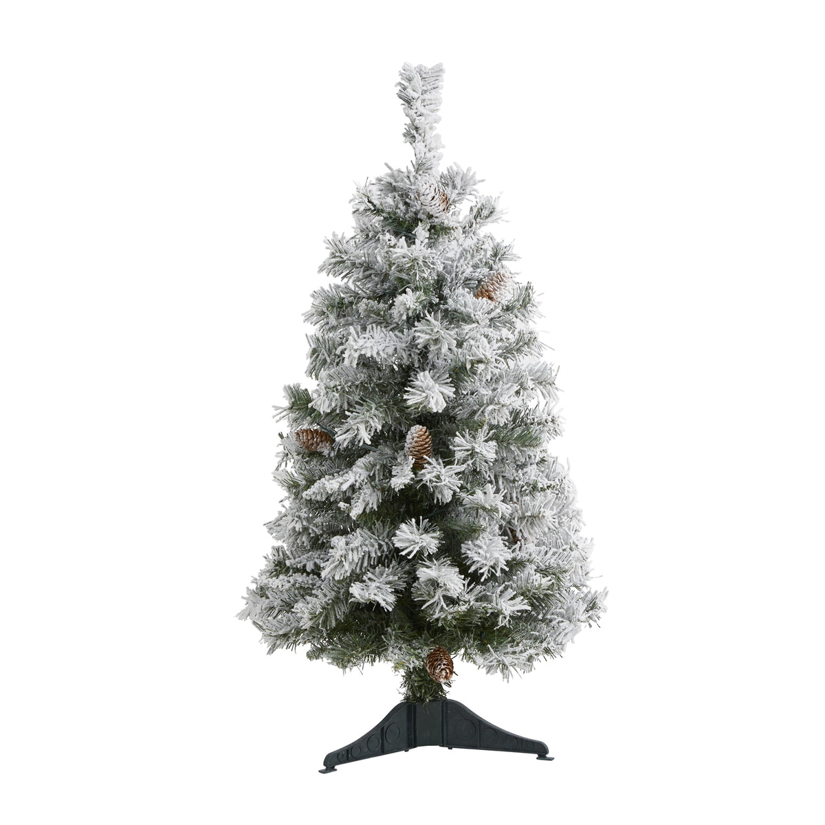 3' Flocked White Christmas Tree with Pinecones and 126 Tips by Nearly Natural